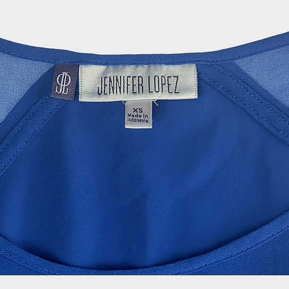 Jennifer Lopez Blue Tank Top Scoop Neck Womens XS Beachy Coastal Flowy - Picture 3 of 7